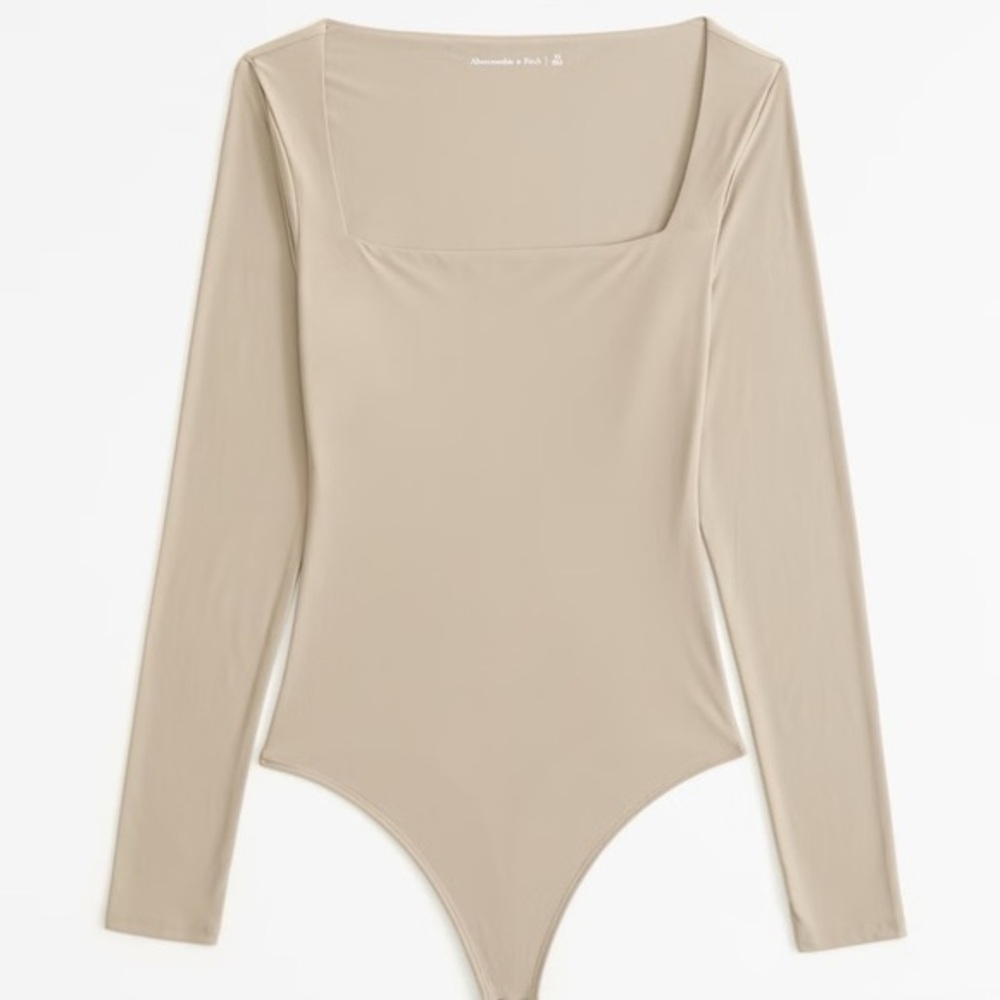 Abercrombie & Fitch Tan Long Sleeve Fitted Bodysuit